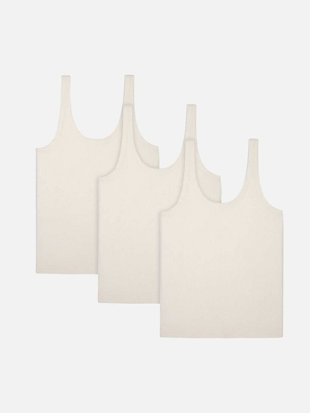 

BODYCARE INSIDER Girls Pack Of 3 Off-White Self-Design Thermal Tops
