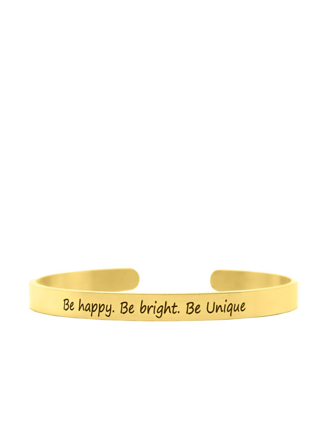 

JOKER & WITCH Gold-Plated Be Happy Be Bright Be Unique Engraved Cuff Bracelet