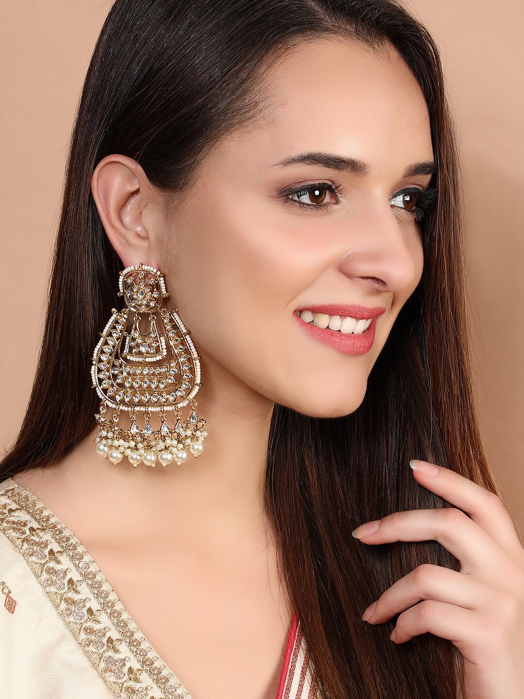 

Rubans Gold-Toned Contemporary Drop Earrings
