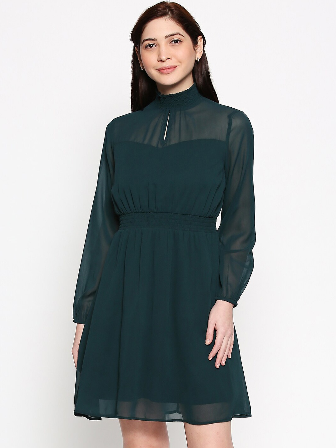 

Forever Glam by Pantaloons Women Green Solid Fit and Flare Dress