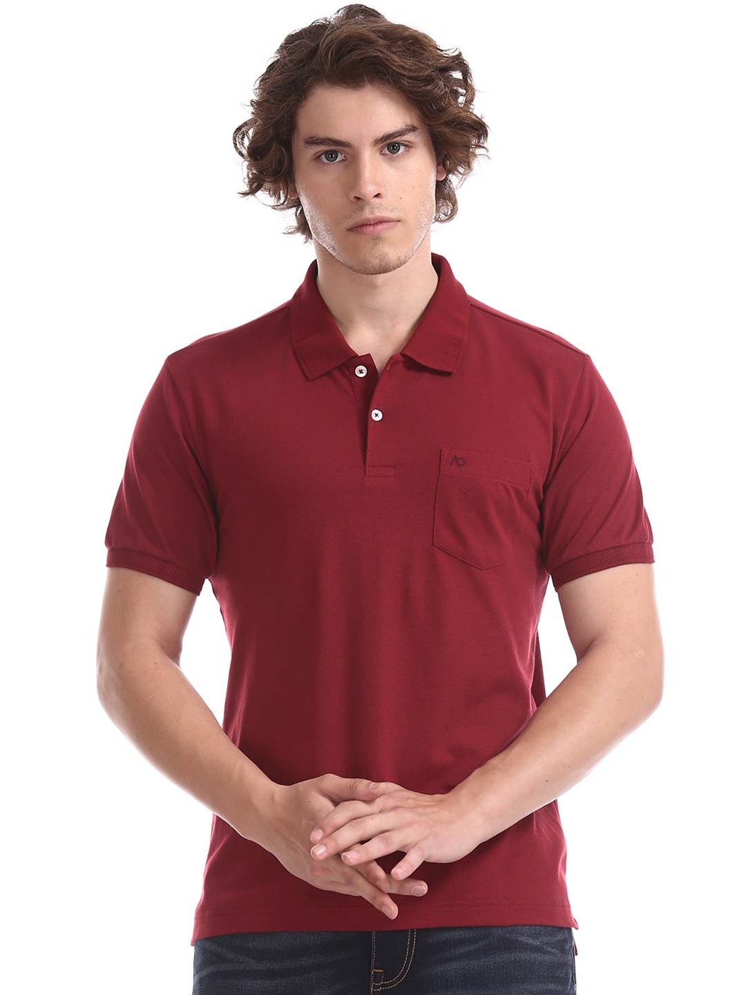 

AD By Arvind Men Maroon Solid Polo Collar T-shirt