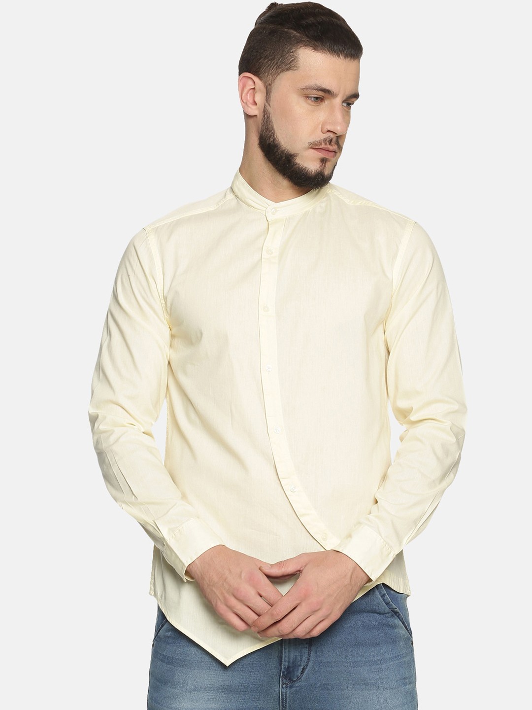 

IVOC Men Yellow Slim Fit Solid Casual Shirt