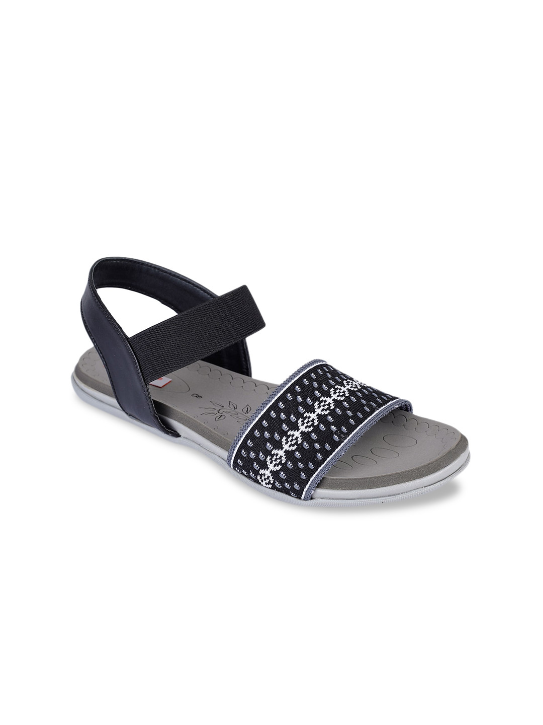 

TRASE Women Black Textured Open Toe Flats