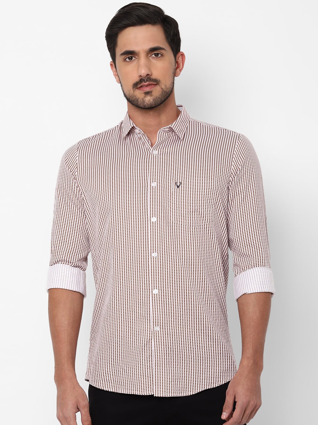 

Allen Solly Men White & Brown Slim Fit Printed Cotton Casual Shirt