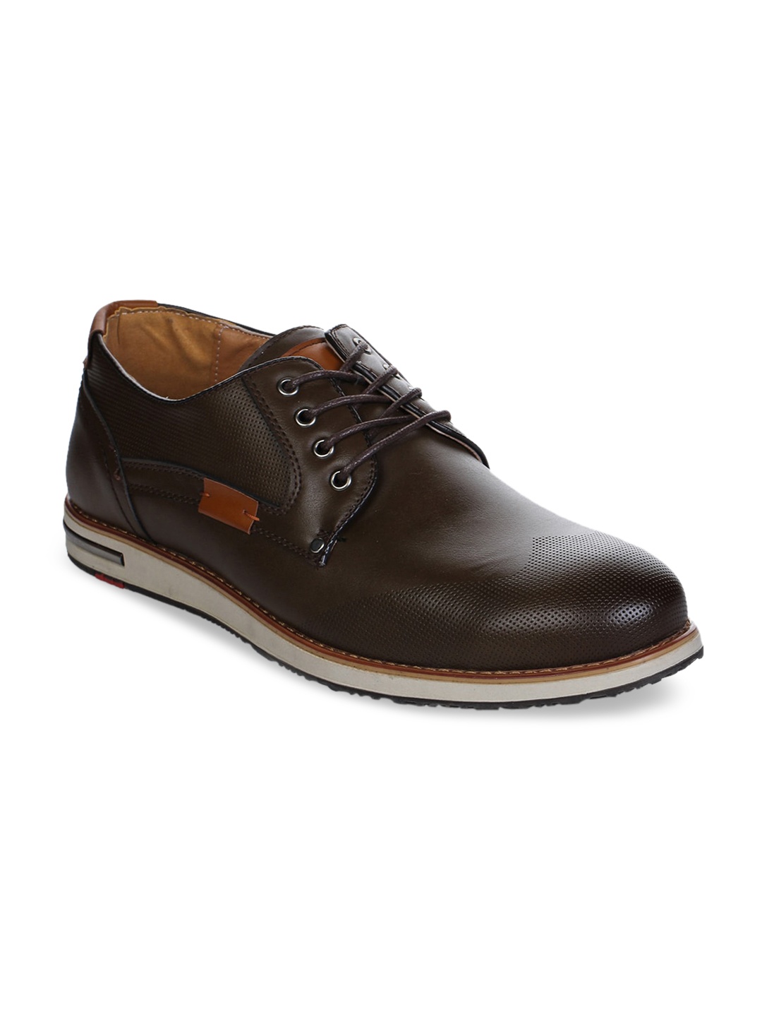 

Aber & Q Men Brown Solid Leather Mid-Top Derbys