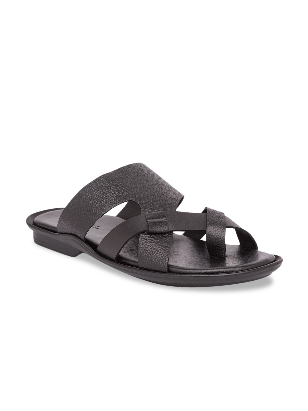 

Regal Men Black Solid Leather Comfort Sandals