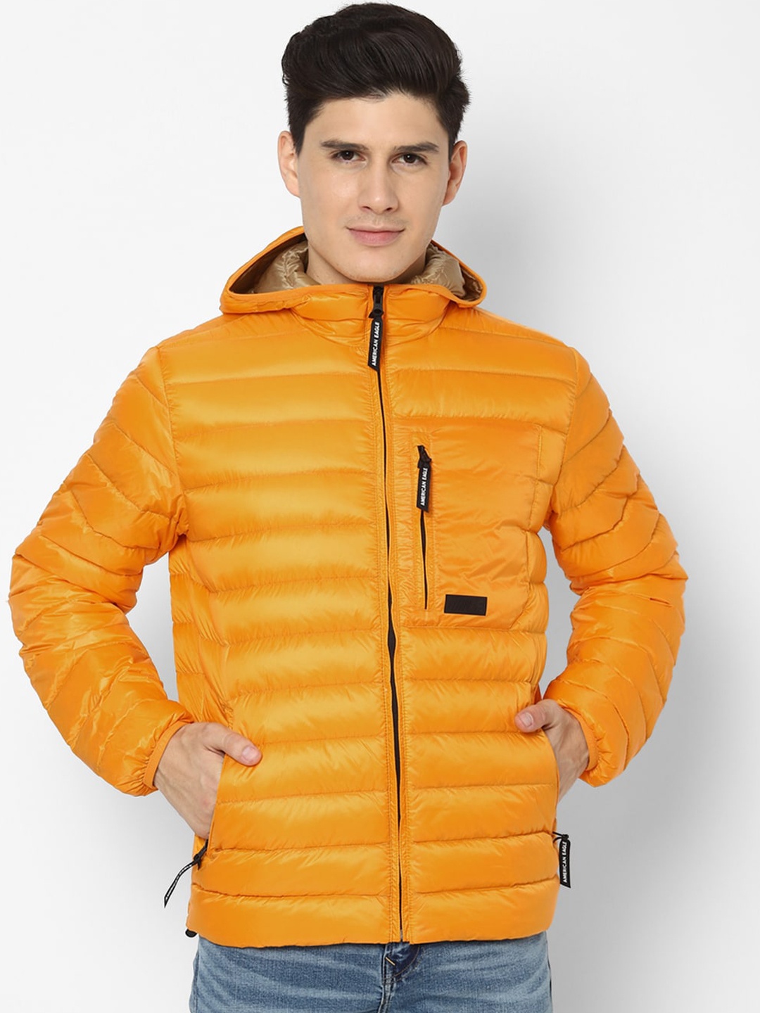 

AMERICAN EAGLE OUTFITTERS Men Yellow Solid Puffer Jacket