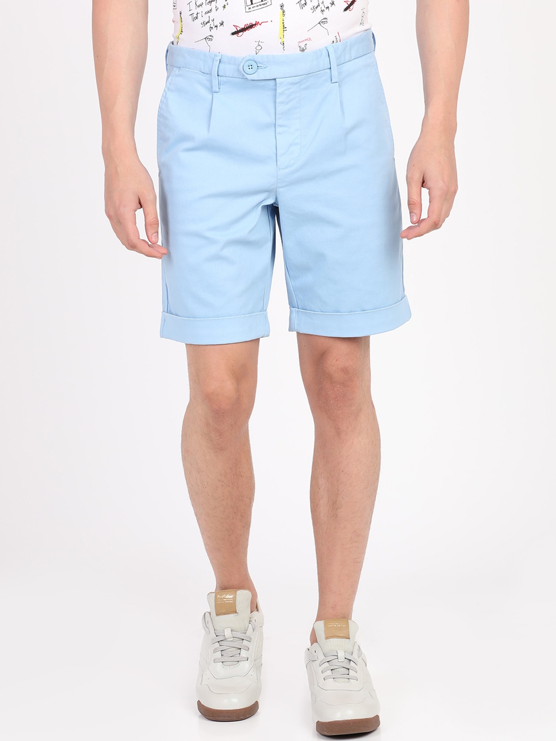 

Breakbounce Men Blue Solid Slim Fit Chino Shorts