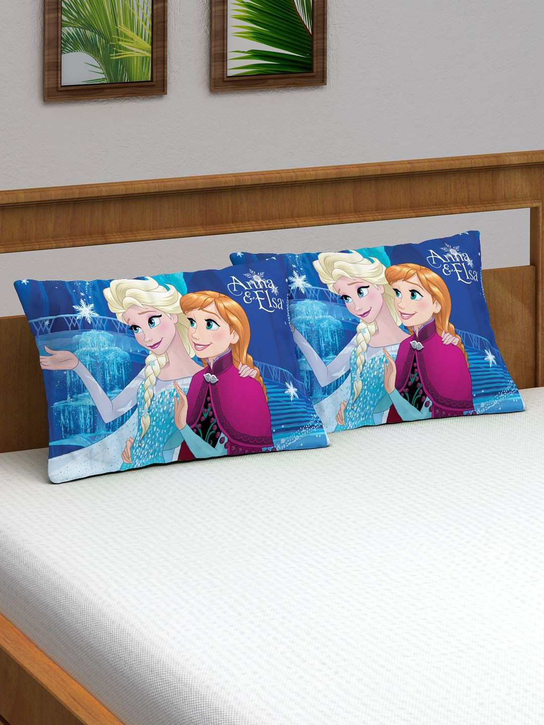 

Disney Unisex Kids Set of 2 Blue & White Digitally Printed Pillow Covers