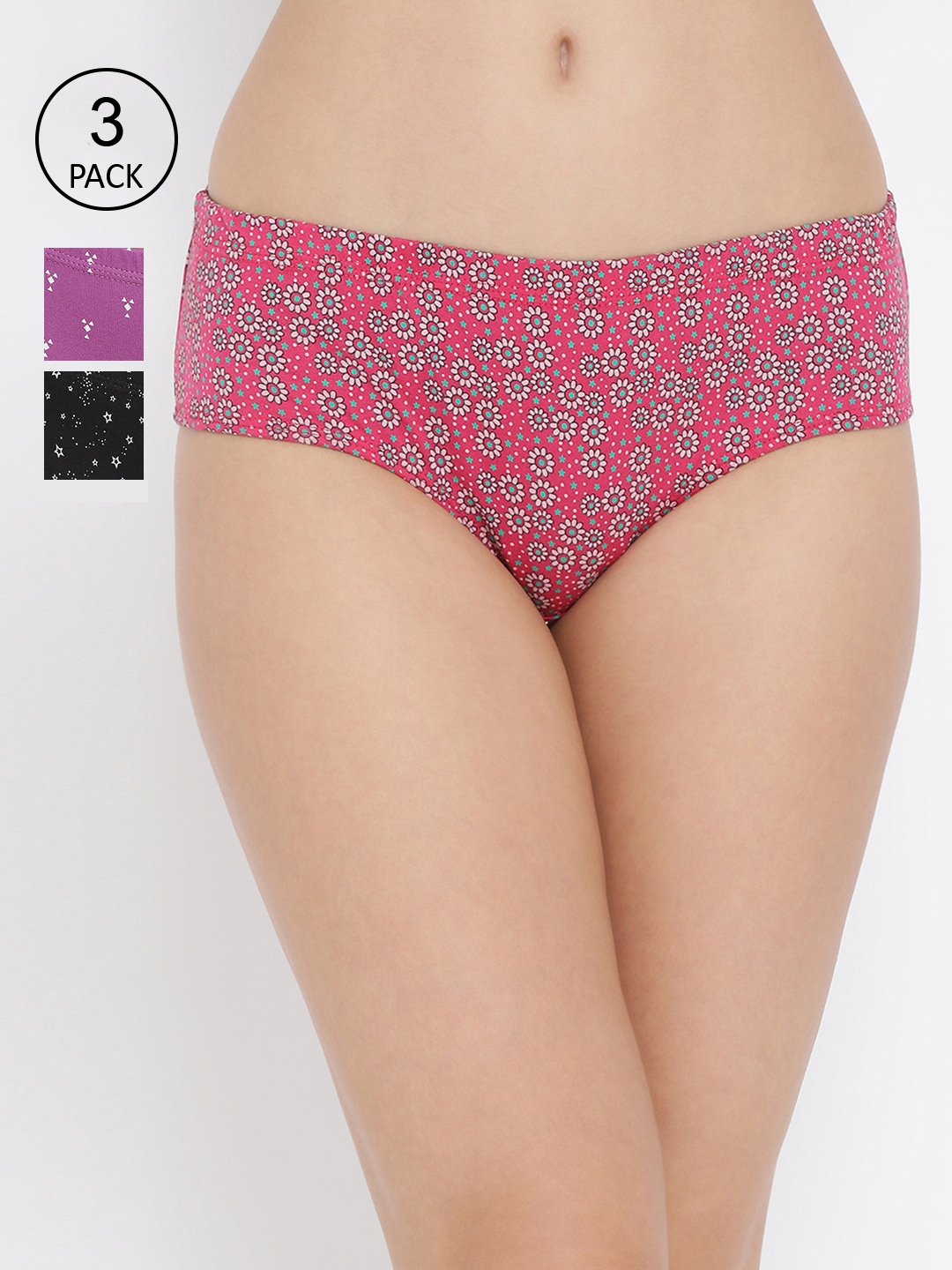 

Clovia Women Pack Of 3 Assorted Basic Briefs-COMPNC792