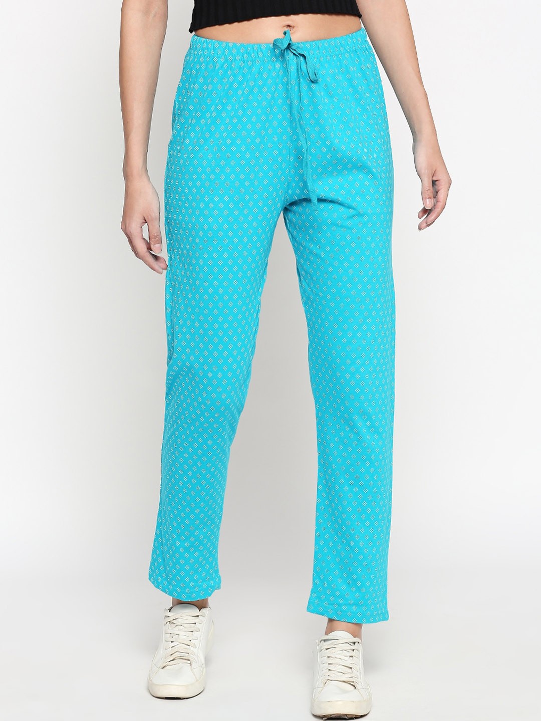 

People Women Blue Regular Fit Solid Regular Trousers
