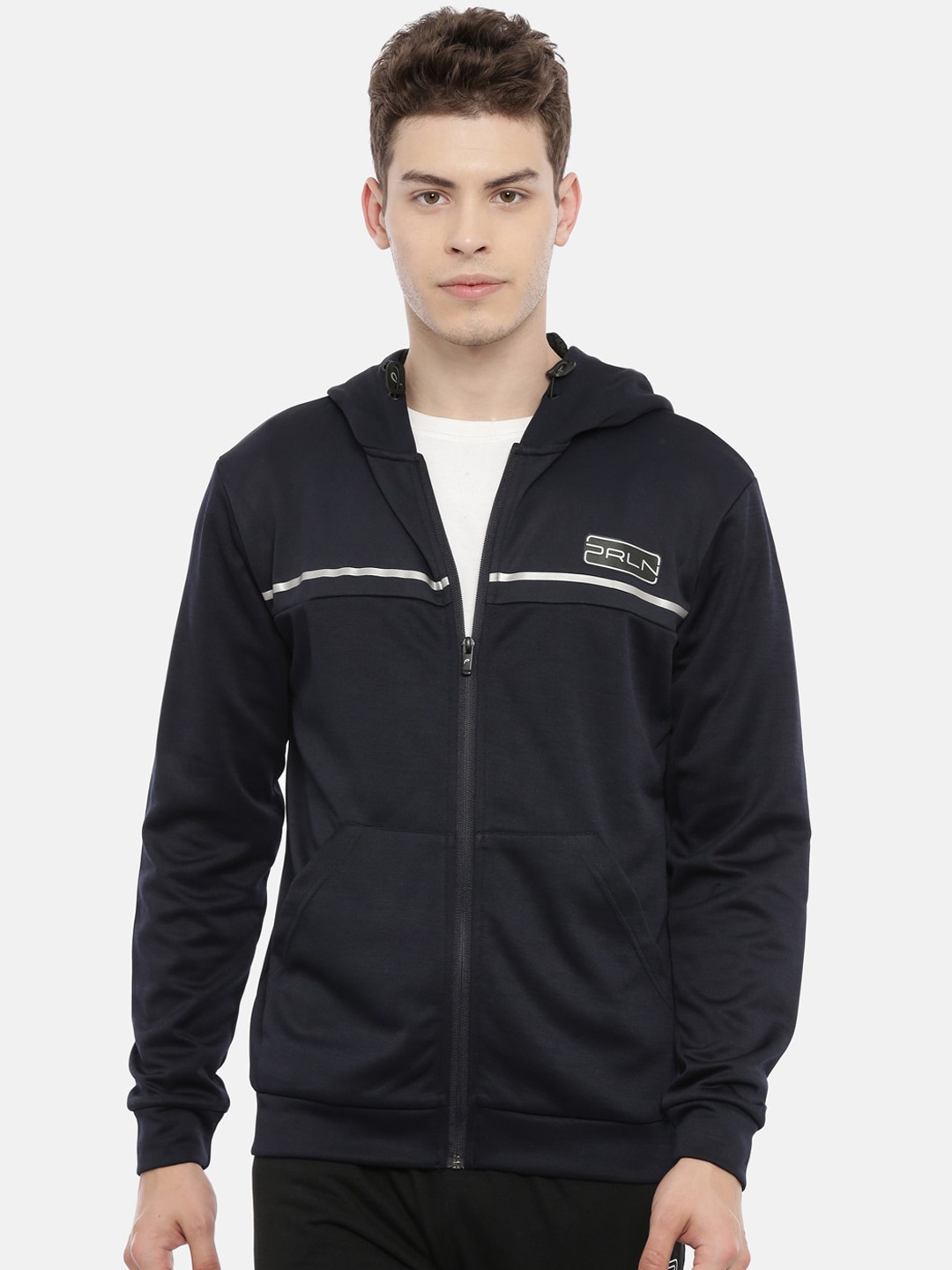 Proline Active Men Navy Blue Solid Hooded Sweatshirt