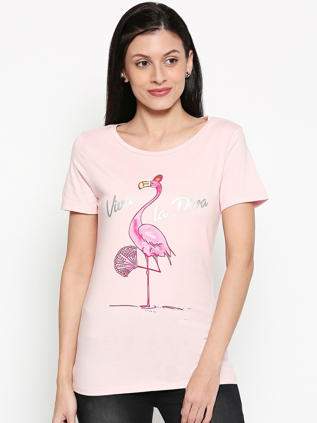 

Honey by Pantaloons Women Pink Printed Round Neck T-shirt