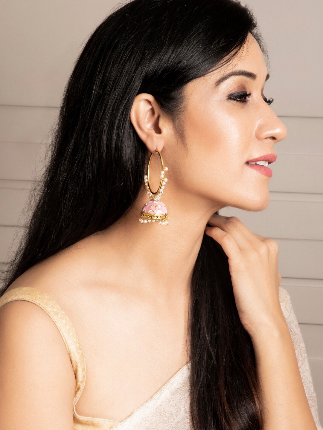 

Rubans Gold-Toned Contemporary Jhumkas
