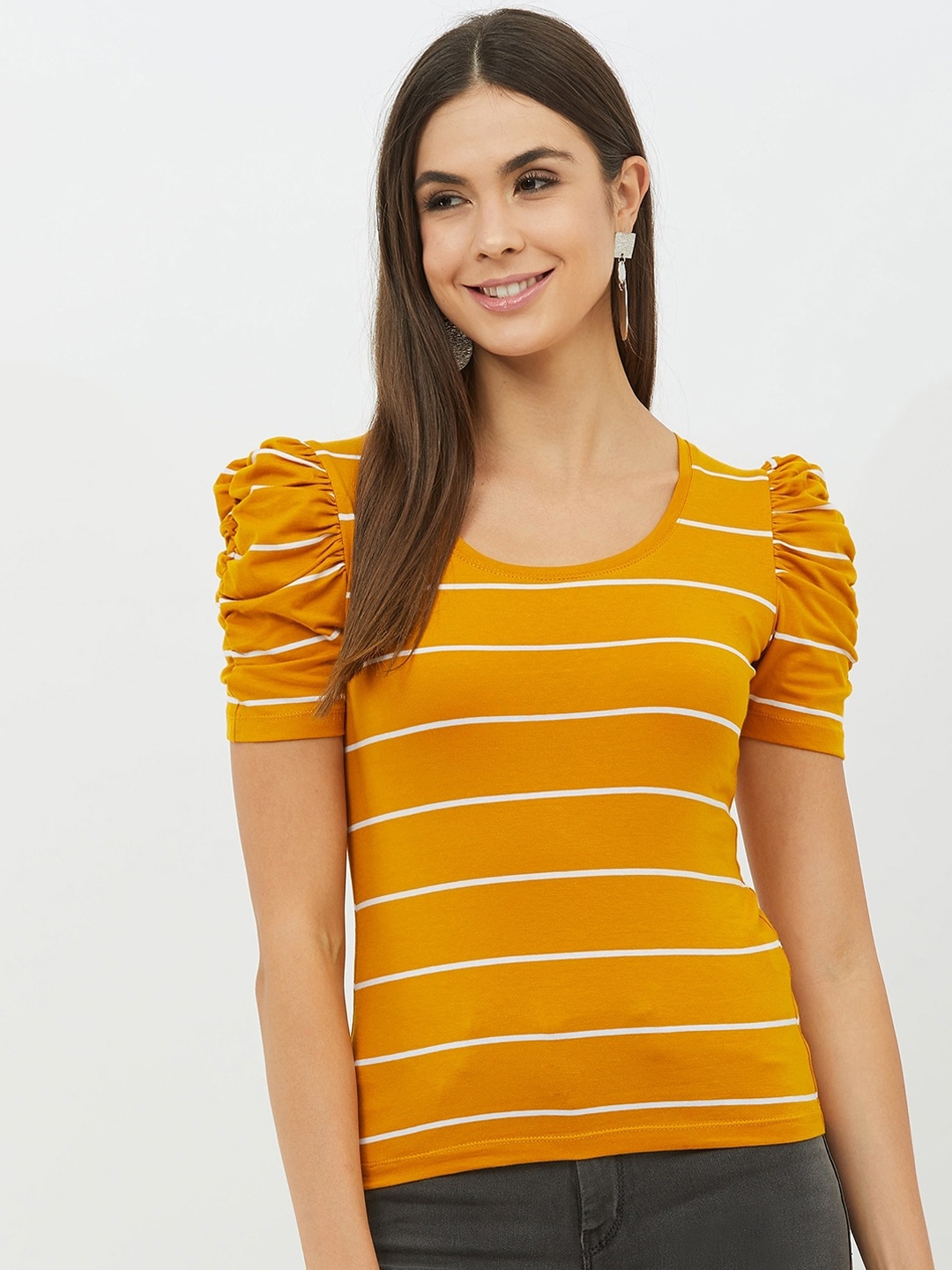

Harpa Women Mustard Yellow Striped Top
