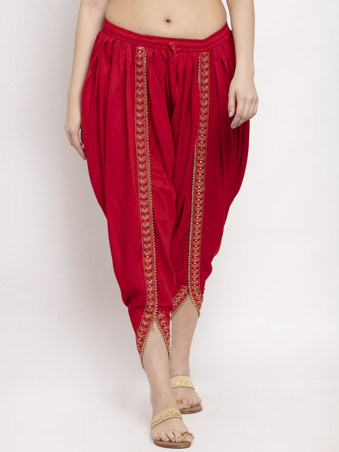 

Miaz Lifestyle Women Red Solid Dhoti Salwar