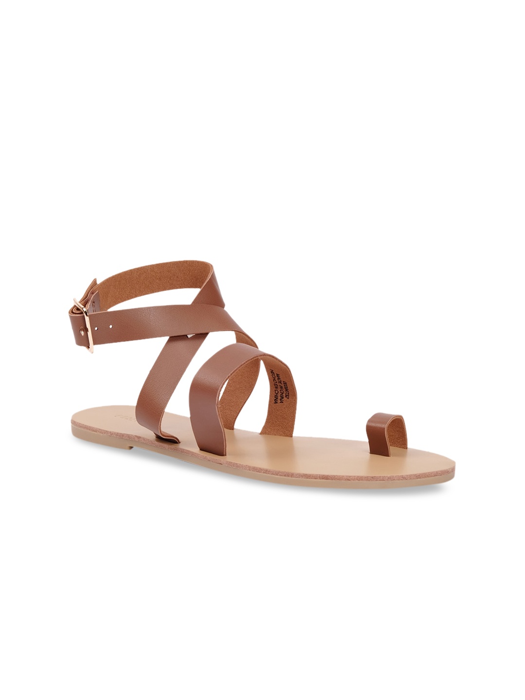 

FOREVER 21 Women Brown Solid Wraparound One Toe Flats