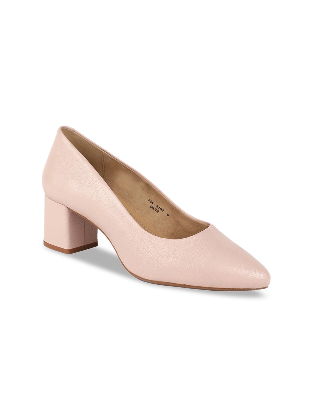 

Hush Puppies Women Peach-Coloured Solid Leather Pumps