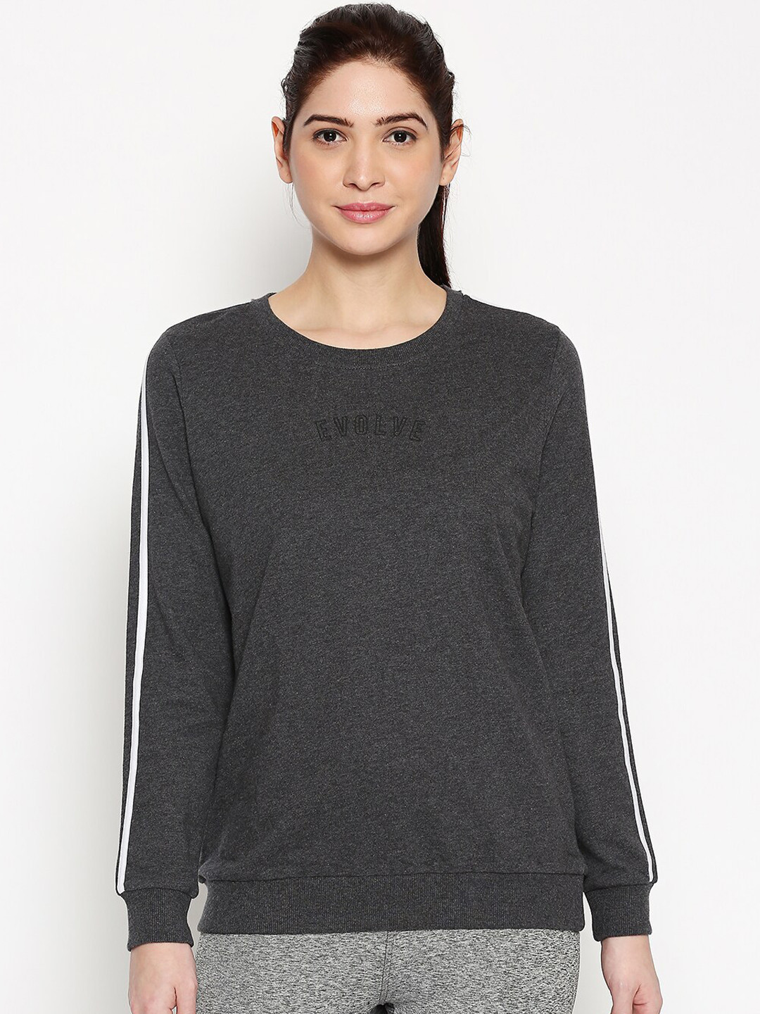 

Ajile by Pantaloons Women Grey Solid Sweatshirt