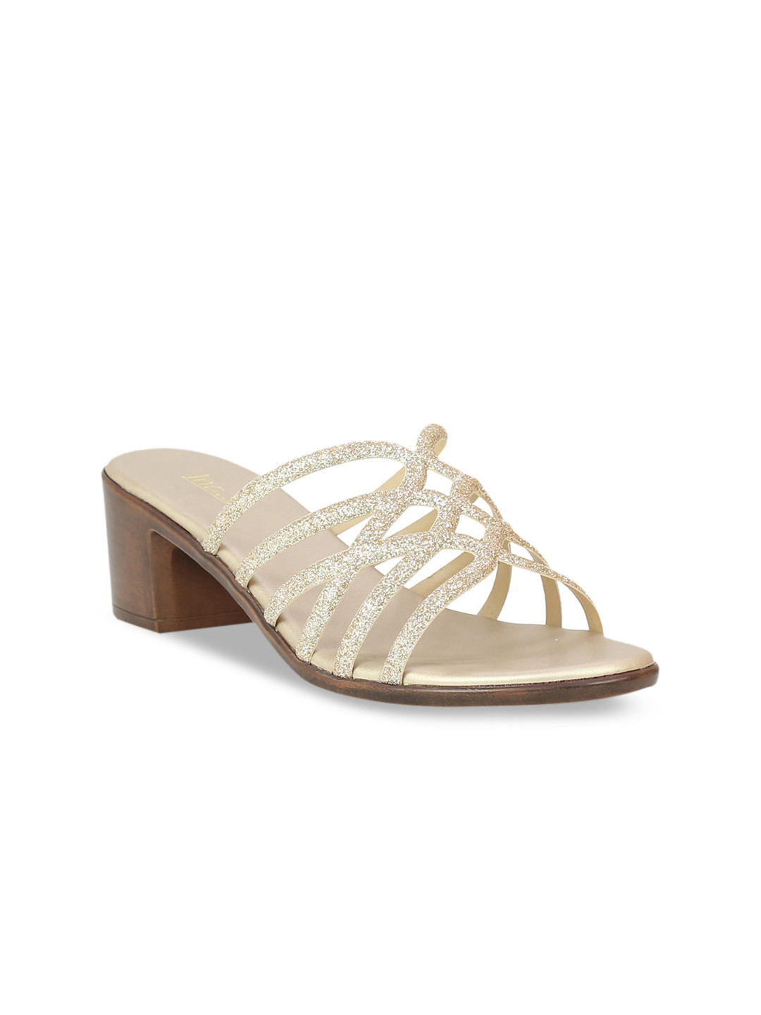 

Inc 5 Women Gold-Toned Embellished Block Heels