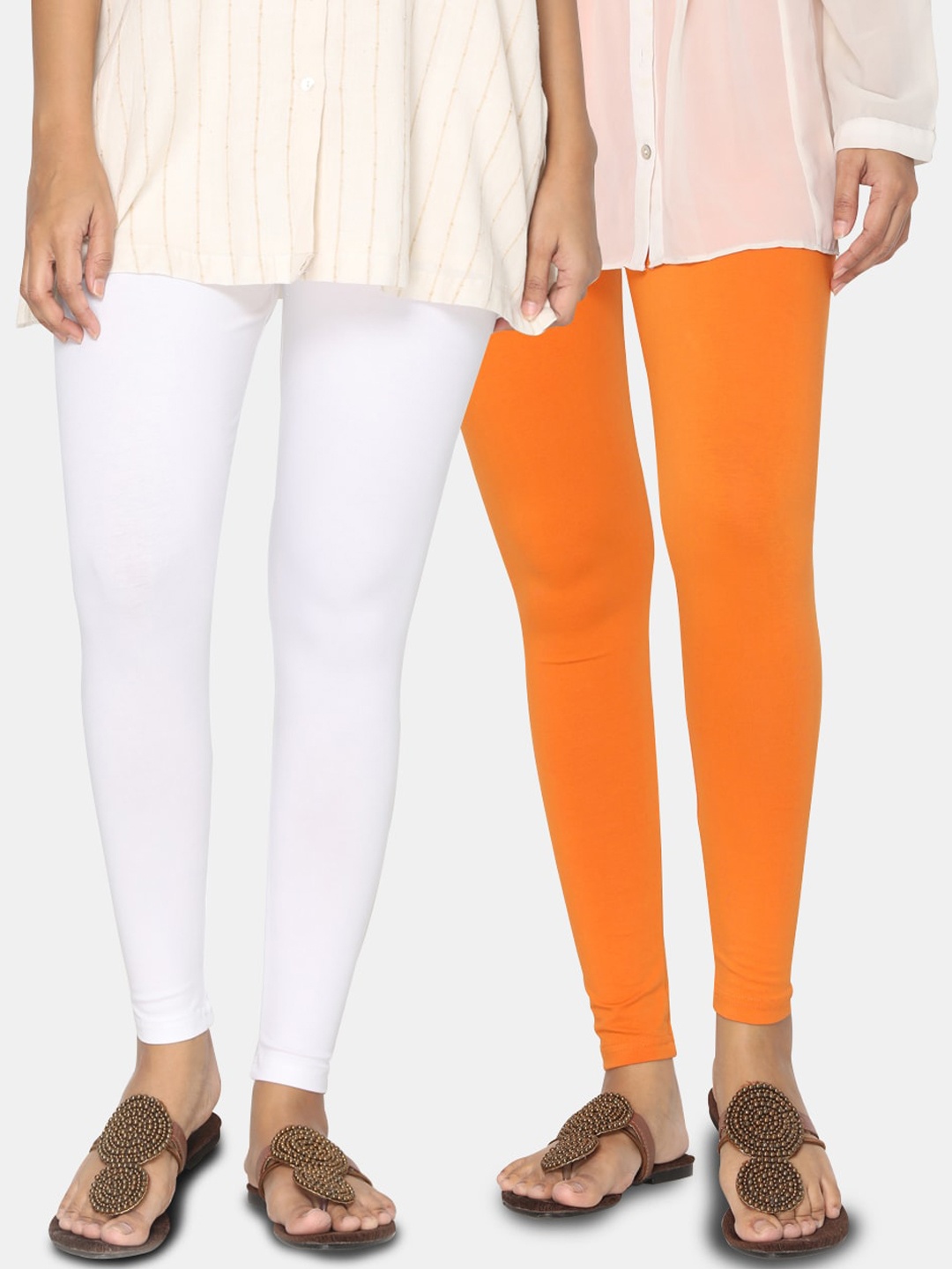 

TSG Bliss Women Pack Of 2 Solid Ankle-Length Leggings, White