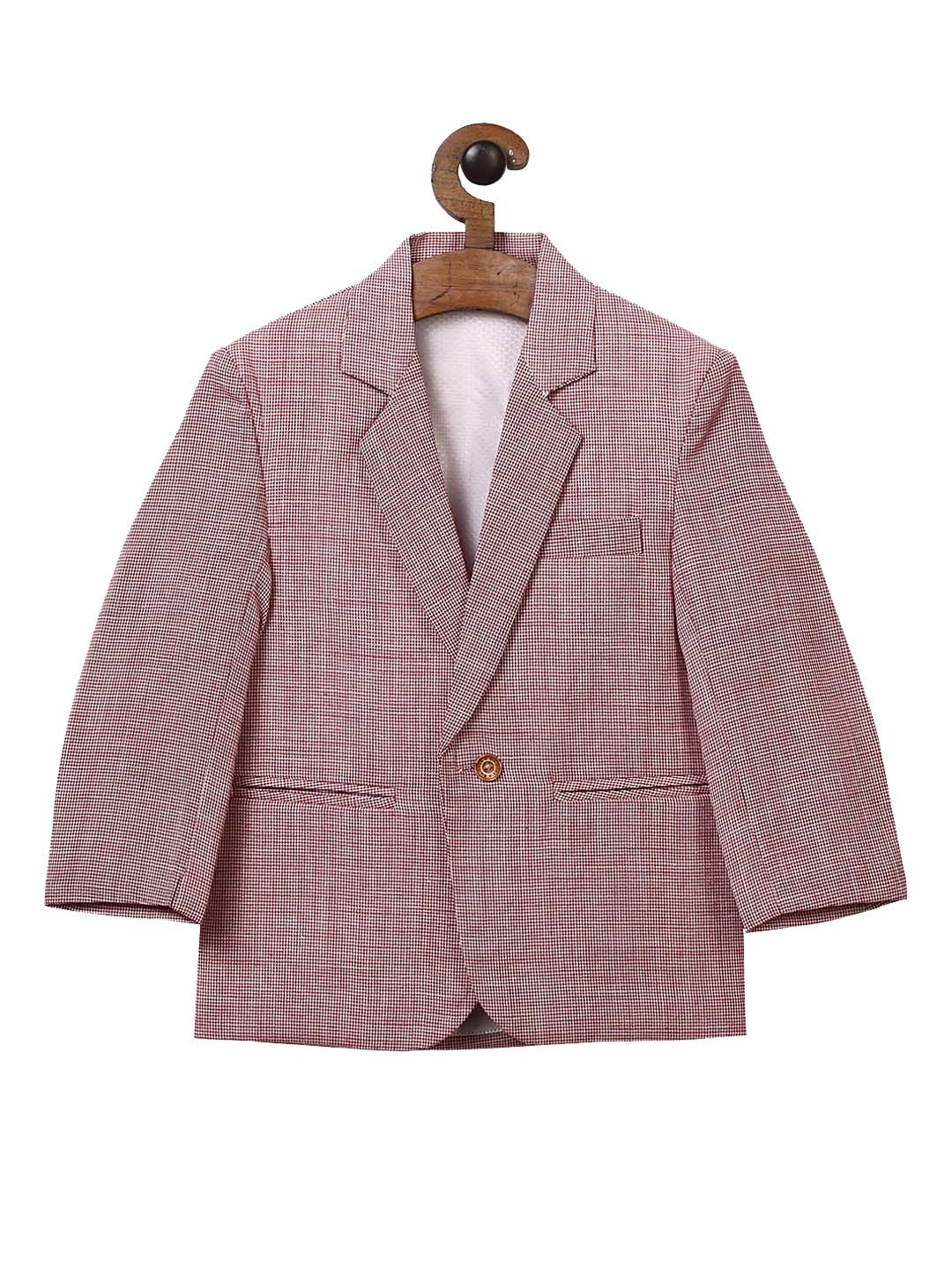 

RIKIDOOS Boys Red & White Checked Comfort-Fit Single Breasted Blazer