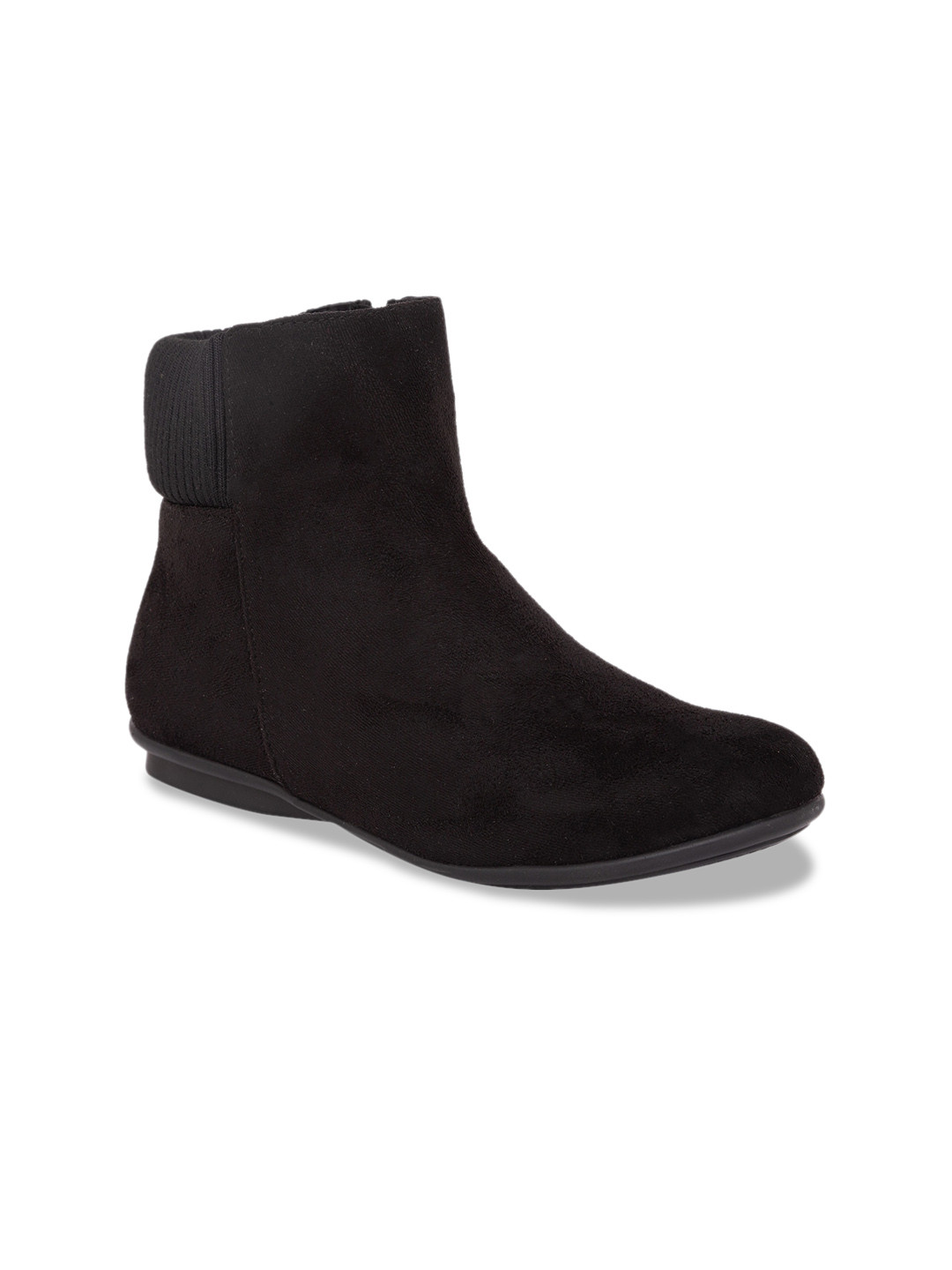 

Rocia Women Black Solid Suede High-Top Flat Boots
