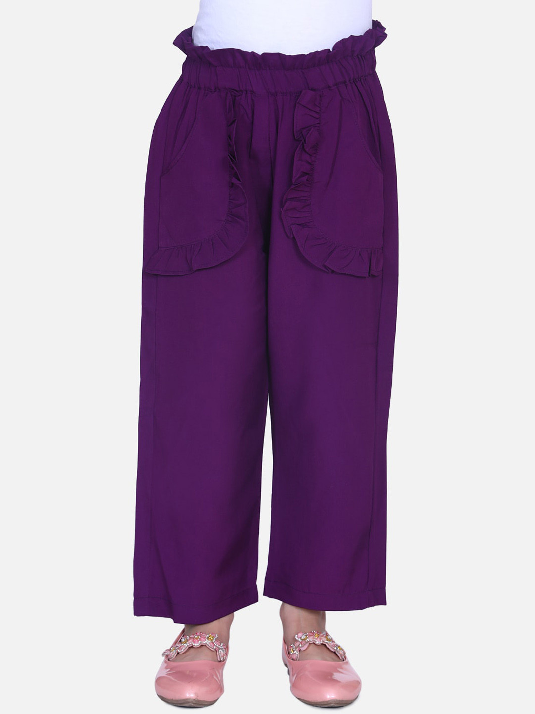 

Cutiekins Girls Purple Solid Straight Palazzos