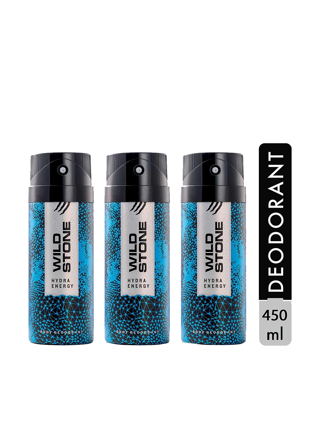 

Wild Stone Men Pack of 3 Hydra Energy Deodorant - 150 ml each, Blue