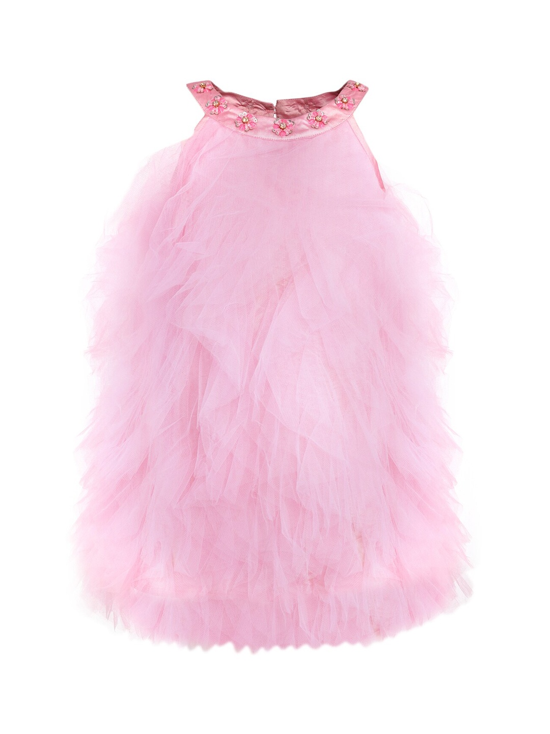 

A Little Fable Girls Pink Solid A-Line Dress