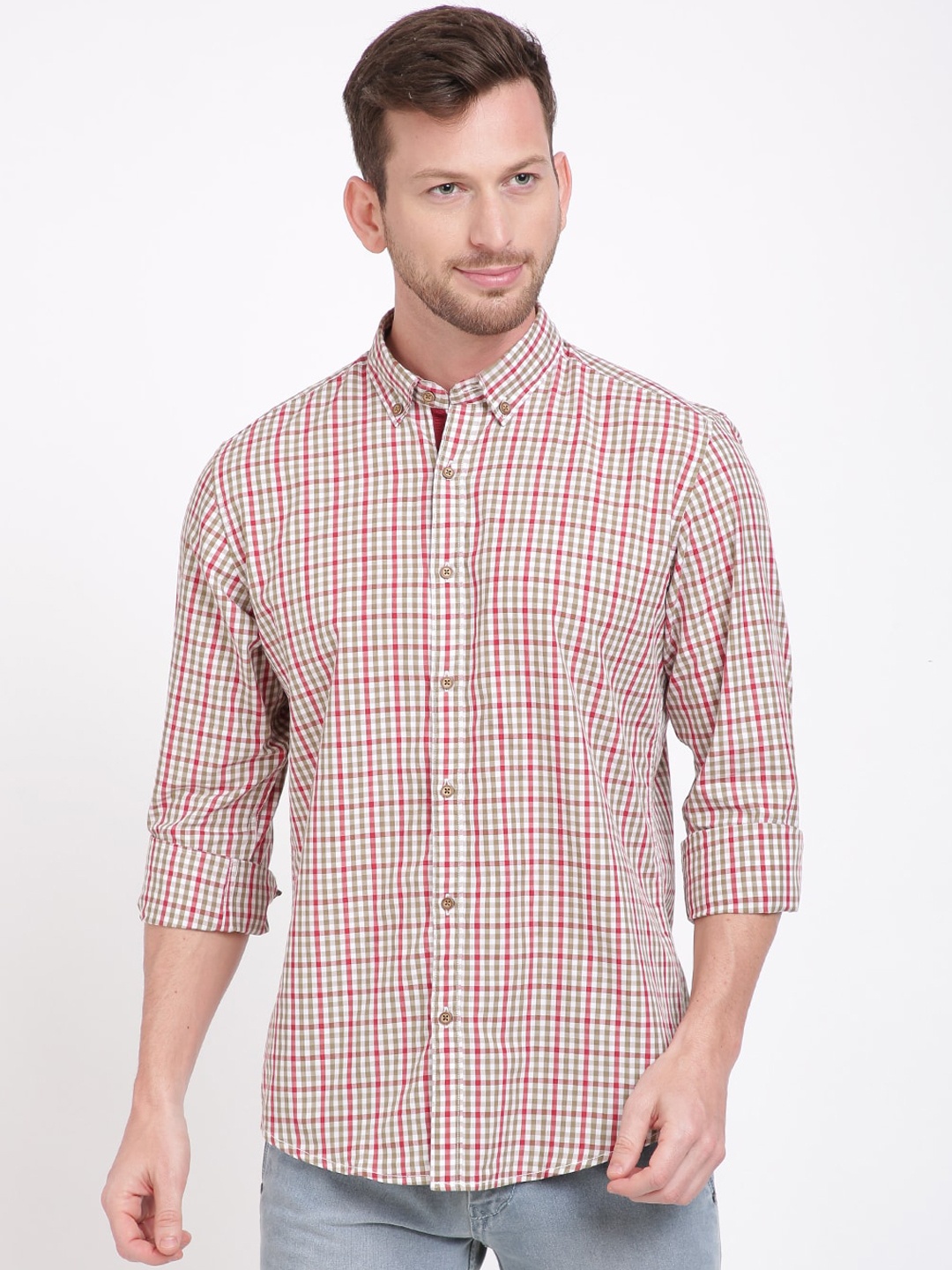 

IVOC Men Multicoloured Slim Fit Checked Cotton Casual Shirt, Multi