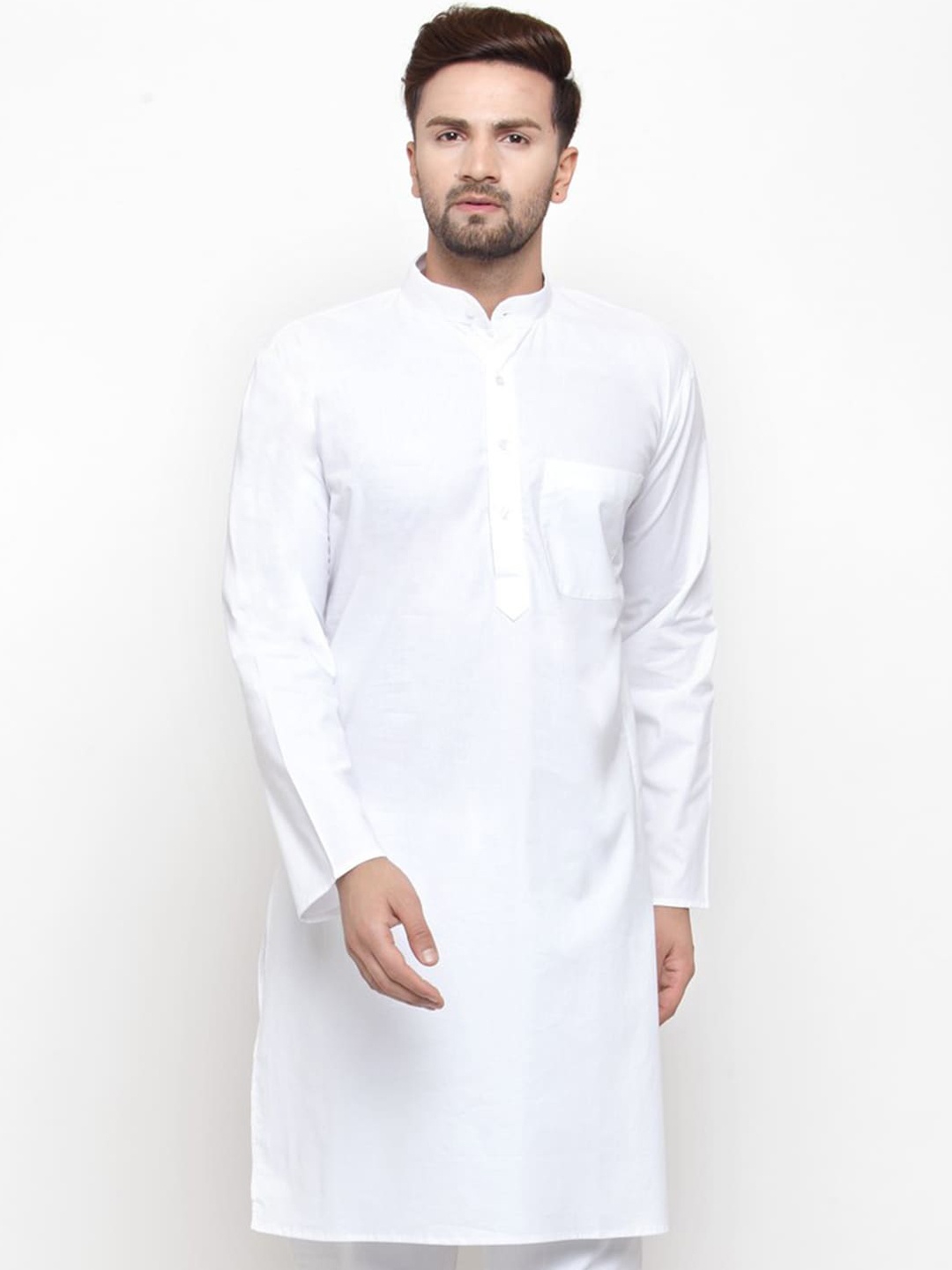 

Jompers Men White Solid Straight Kurta