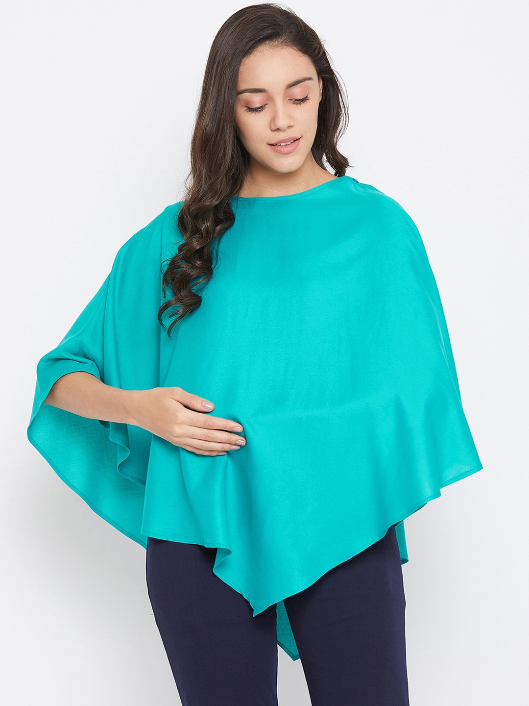 

Clovia Women Blue Solid Cape Top