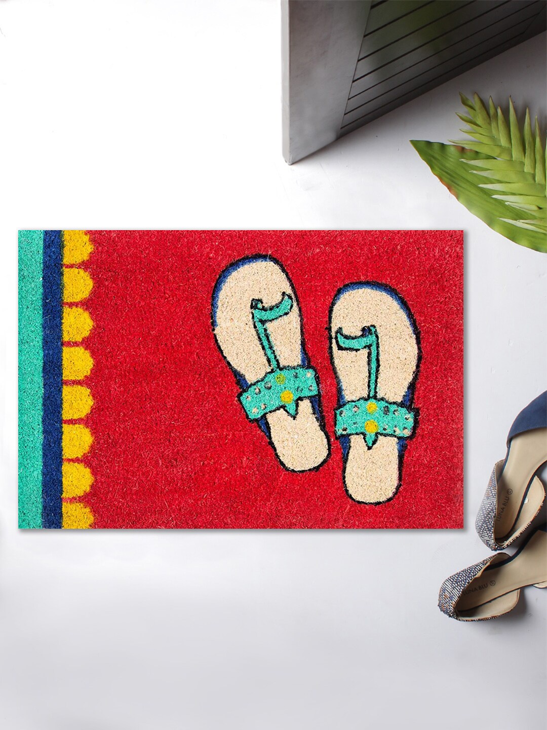 

India Circus by Krsnaa Mehta Red & Blue Printed Anti-Skid Doormat