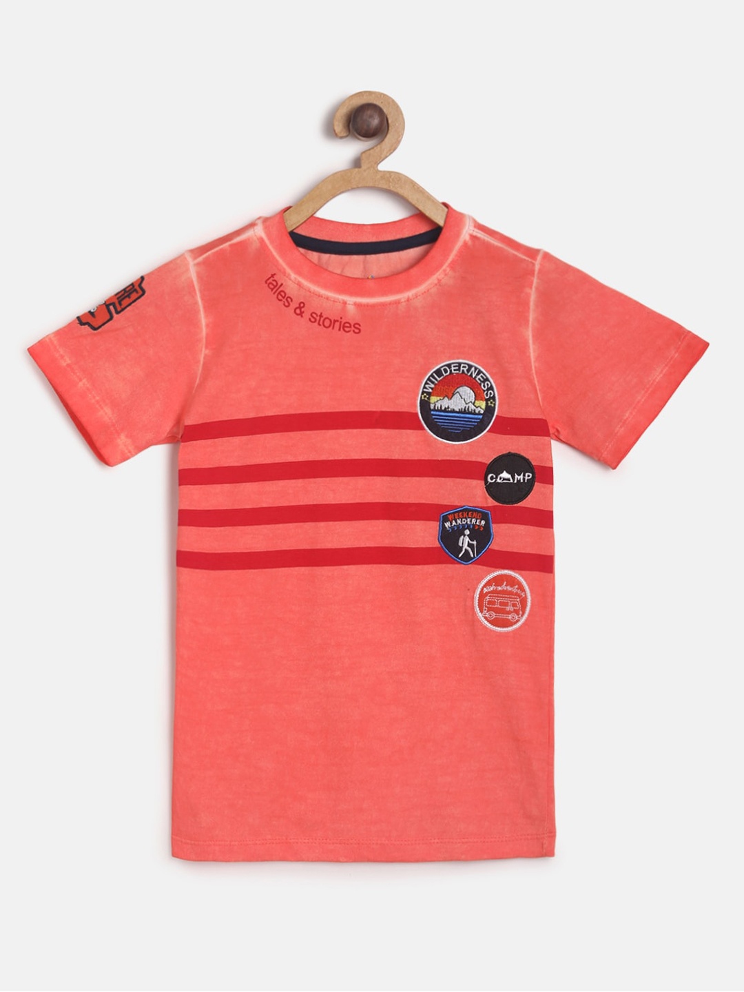 

TALES & STORIES Boys Orange Printed Round Neck T-shirt