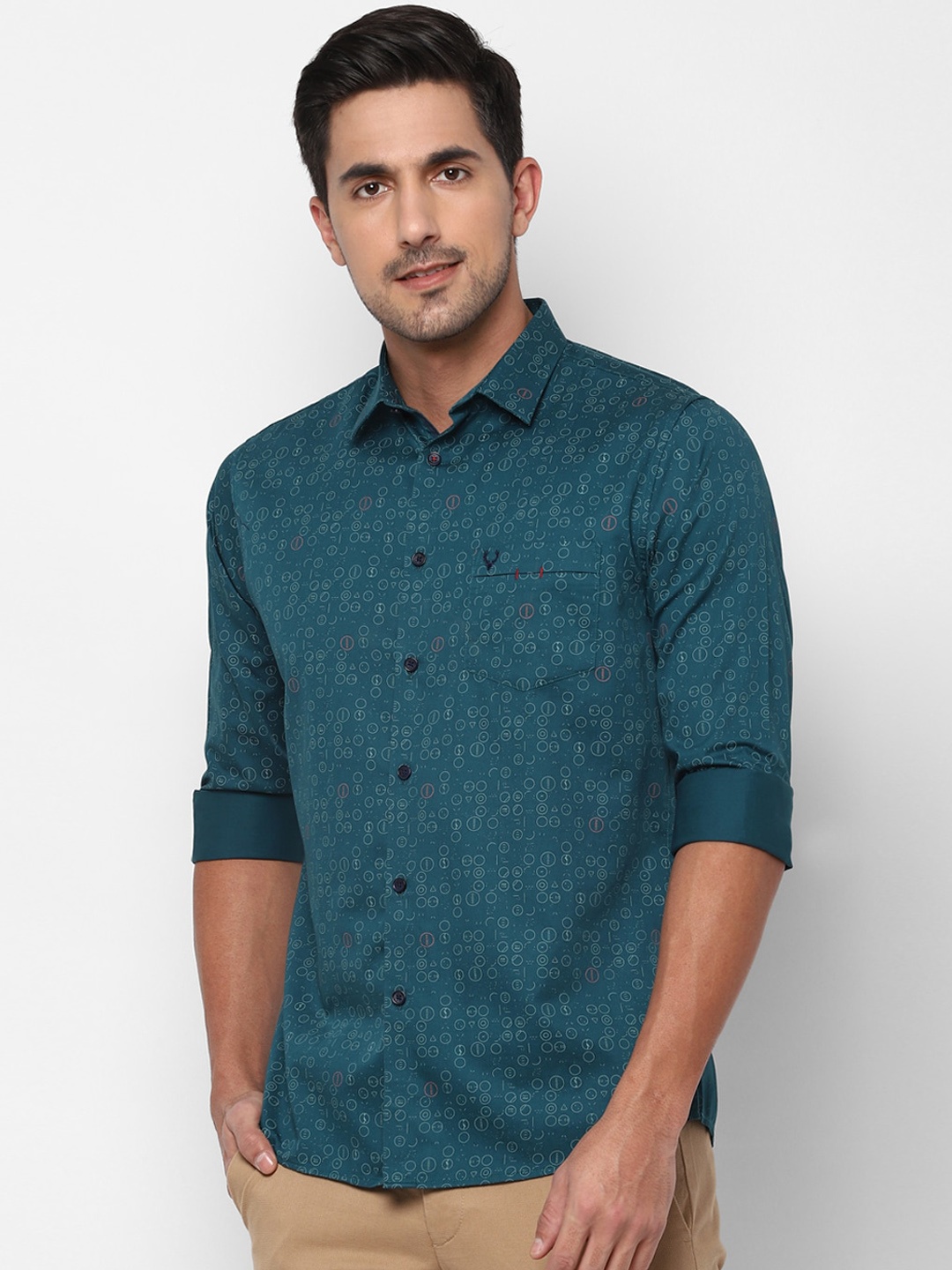 Allen Solly Men Blue & Off-White Slim Fit Printed Casual Shirt