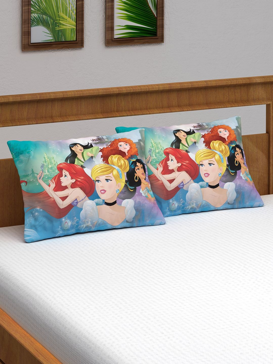 

Disney Unisex Kids Set of 2 Blue & Green Digitally Printed Pillow Covers