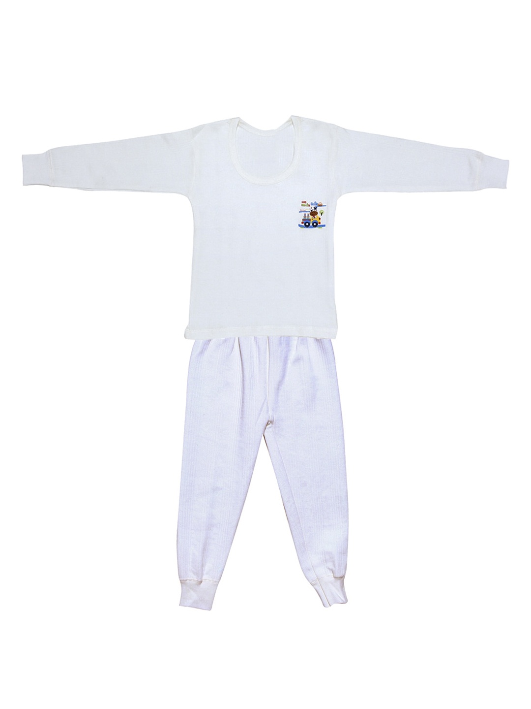 

YK Unisex Kids Off White Striped Thermal Set