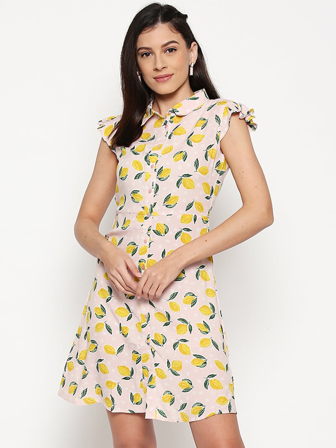 

People Women Pink Printed Shirt Dress