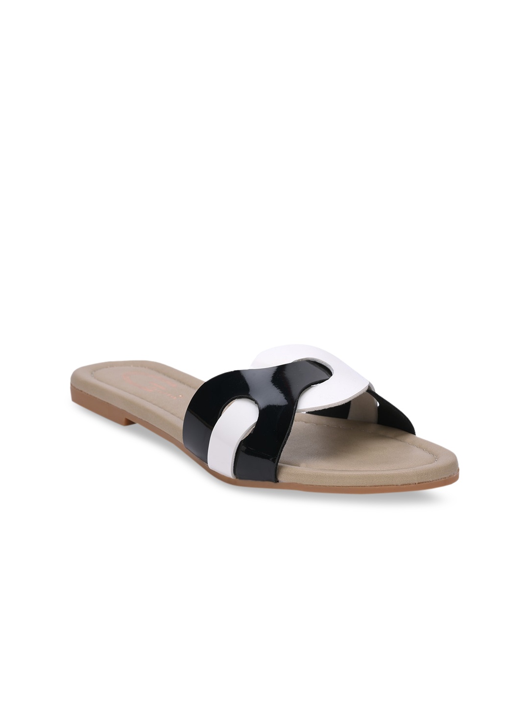 

Gibelle Women Black & White Colourblocked Open Toe Flats