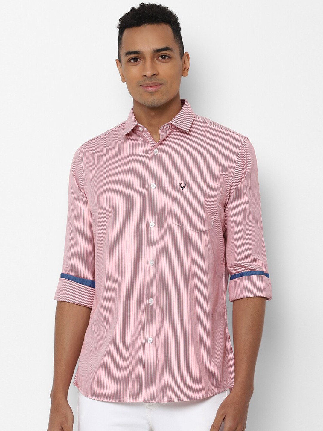 

Allen Solly Men Pink Slim Fit Striped Casual Shirt