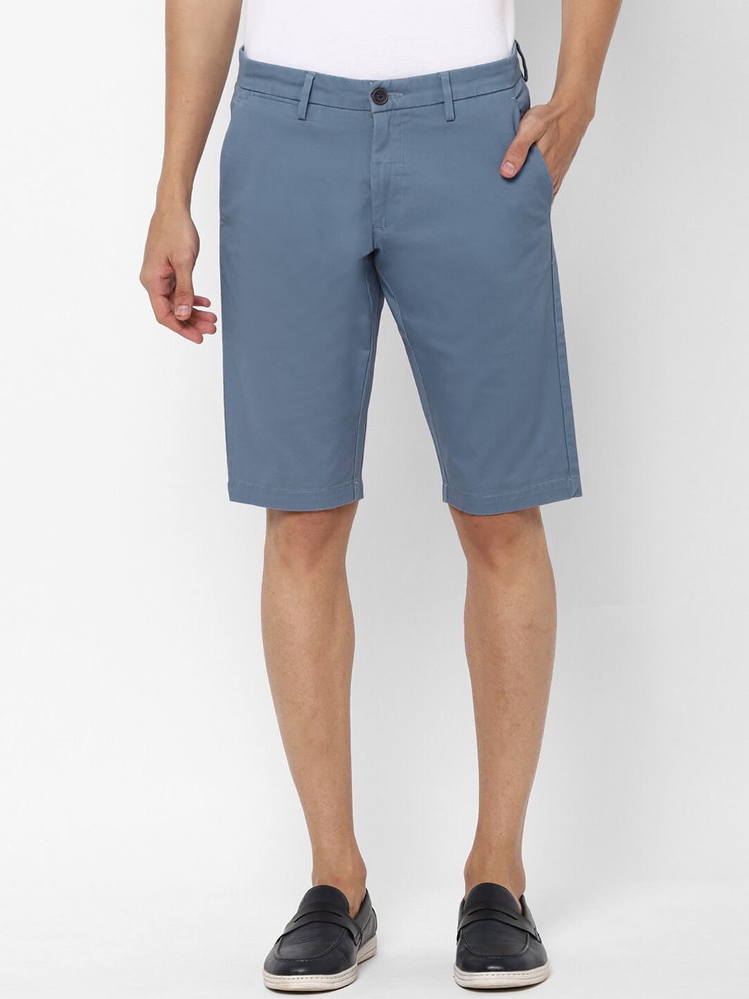 

Allen Solly Men Blue Solid Slim Fit Chino Shorts