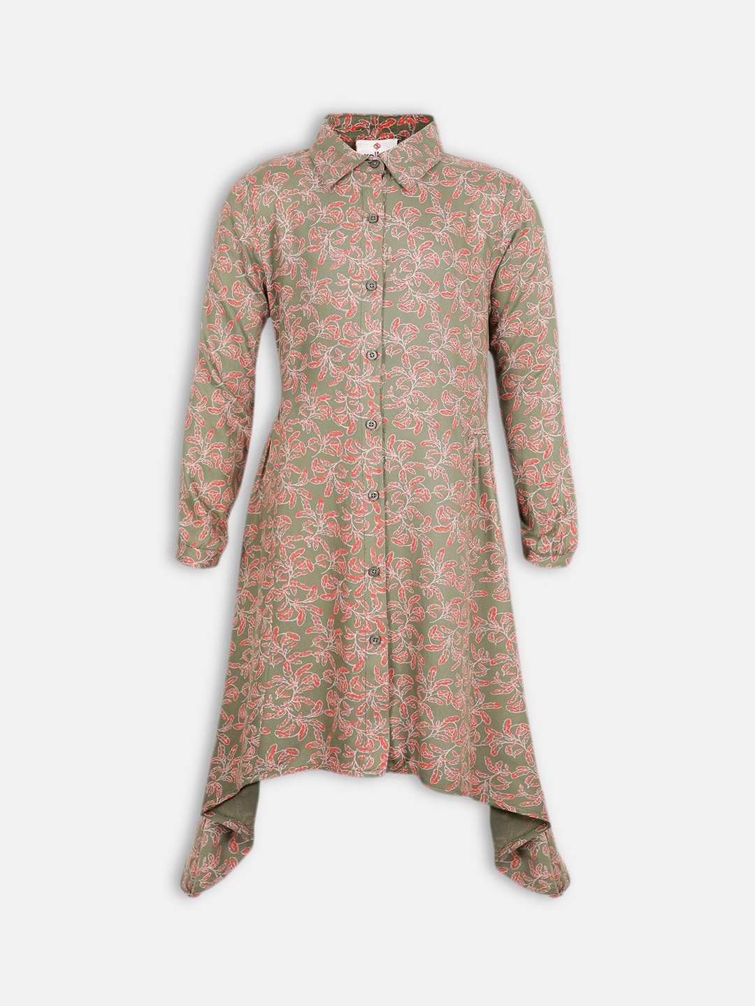 

Oxolloxo Girls Green Printed Shirt Dress