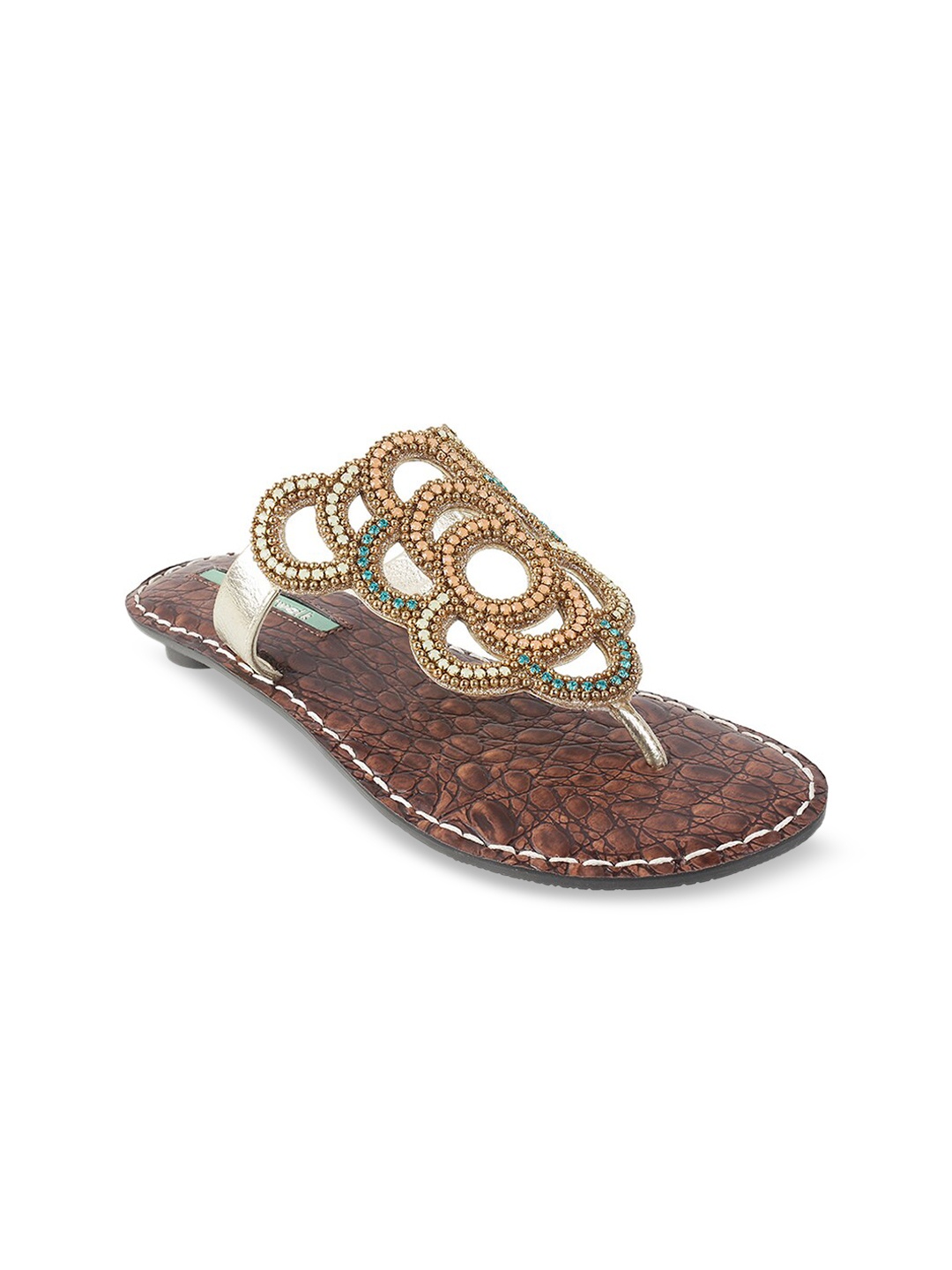 

Catwalk Women Gold-Toned Embellished T-Strap Flats