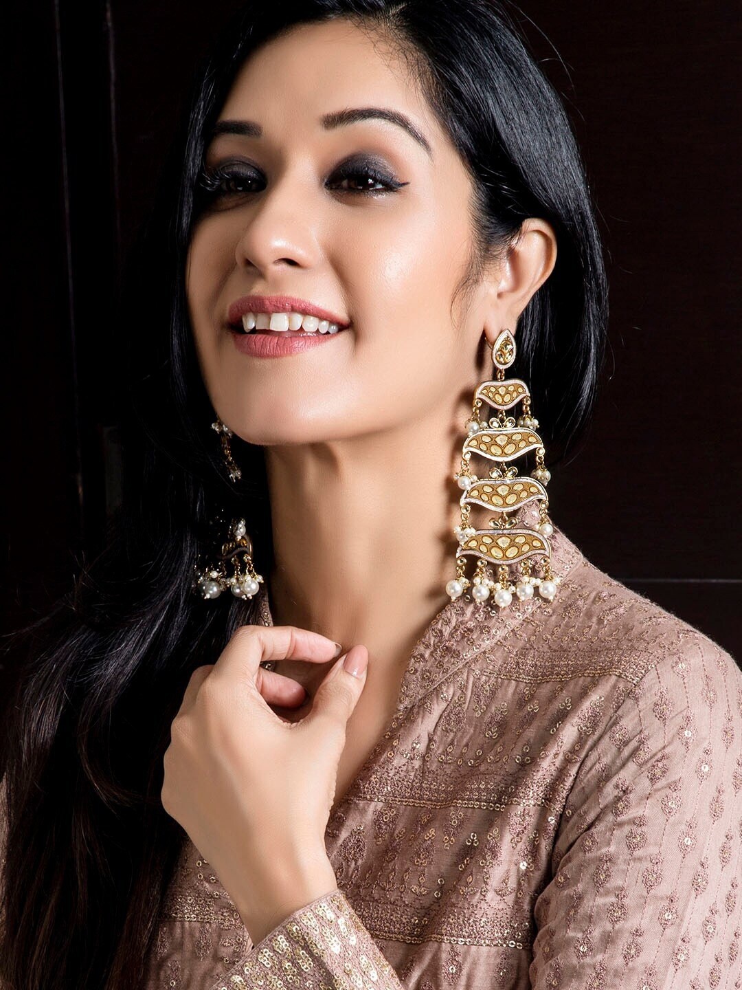 

Rubans Gold-Toned Contemporary Drop Earrings