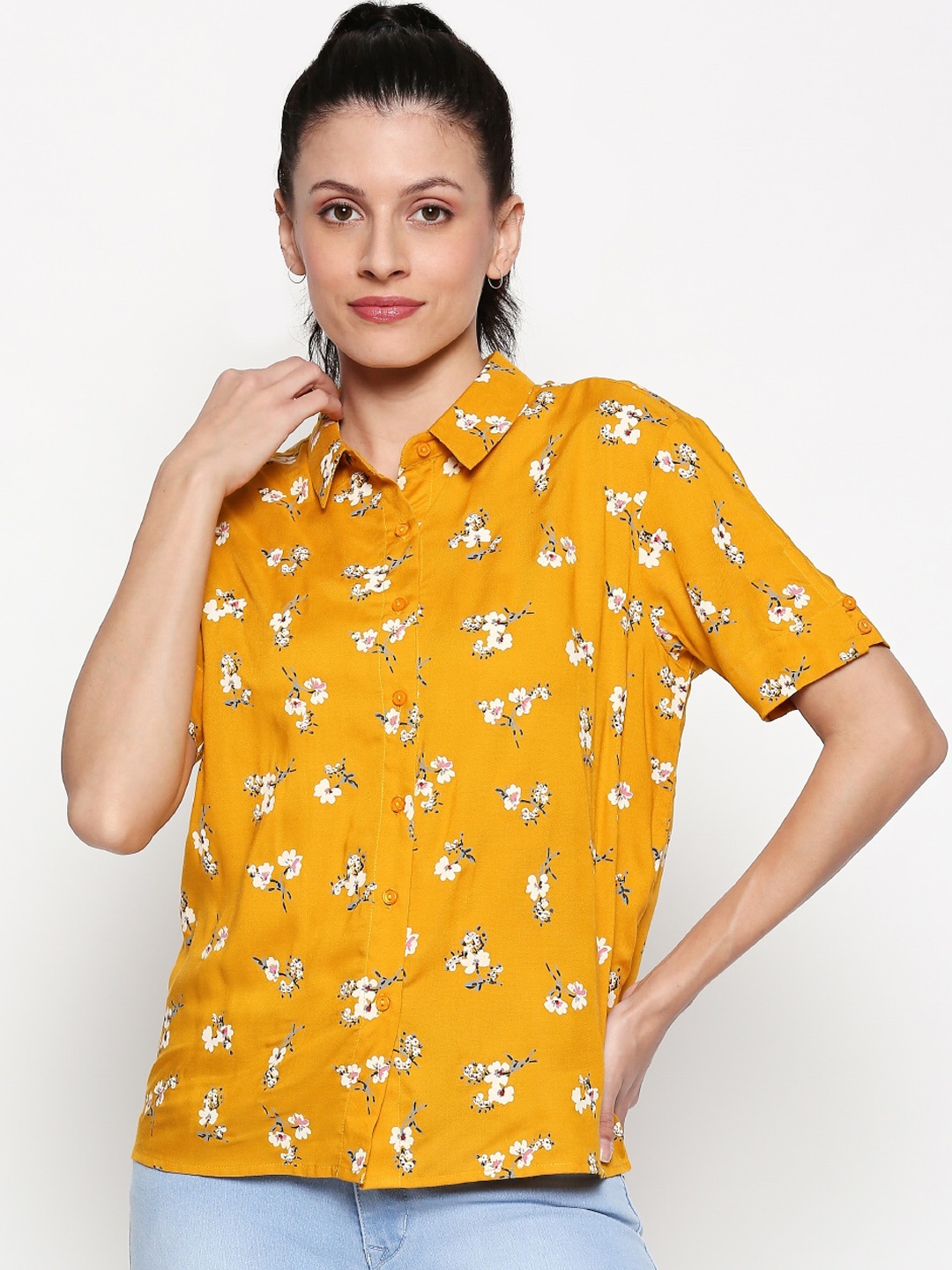 

Honey by Pantaloons Women Mustard Printed Top