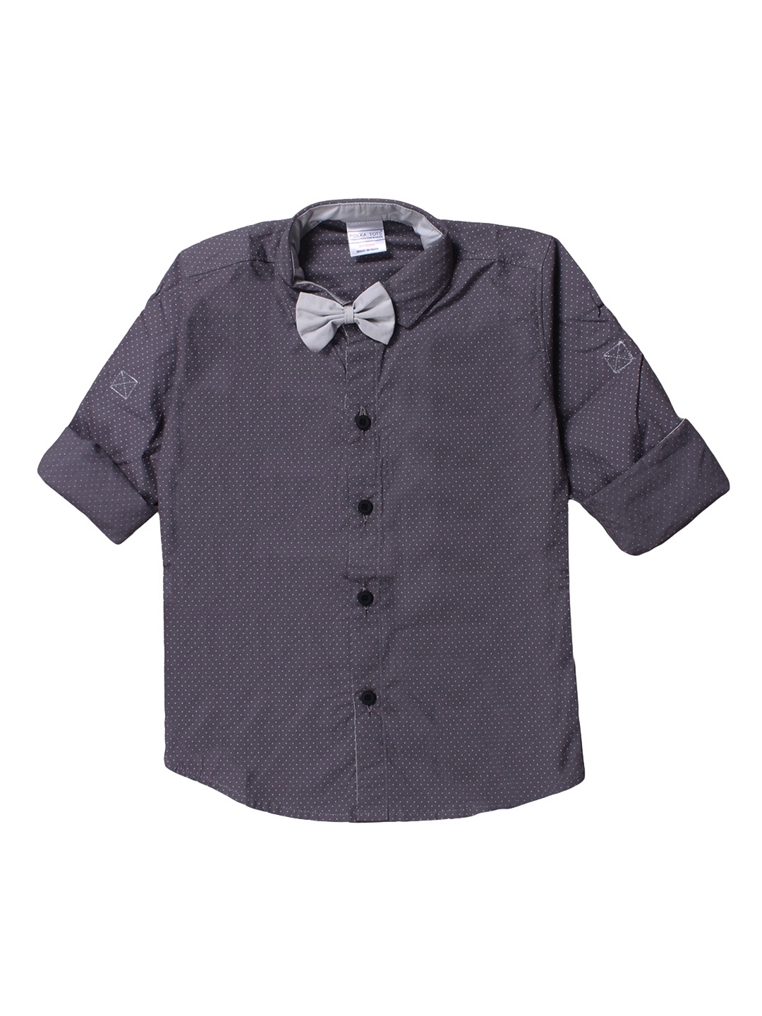 

Polka Tots Boys Grey Regular Fit Printed Casual Shirt