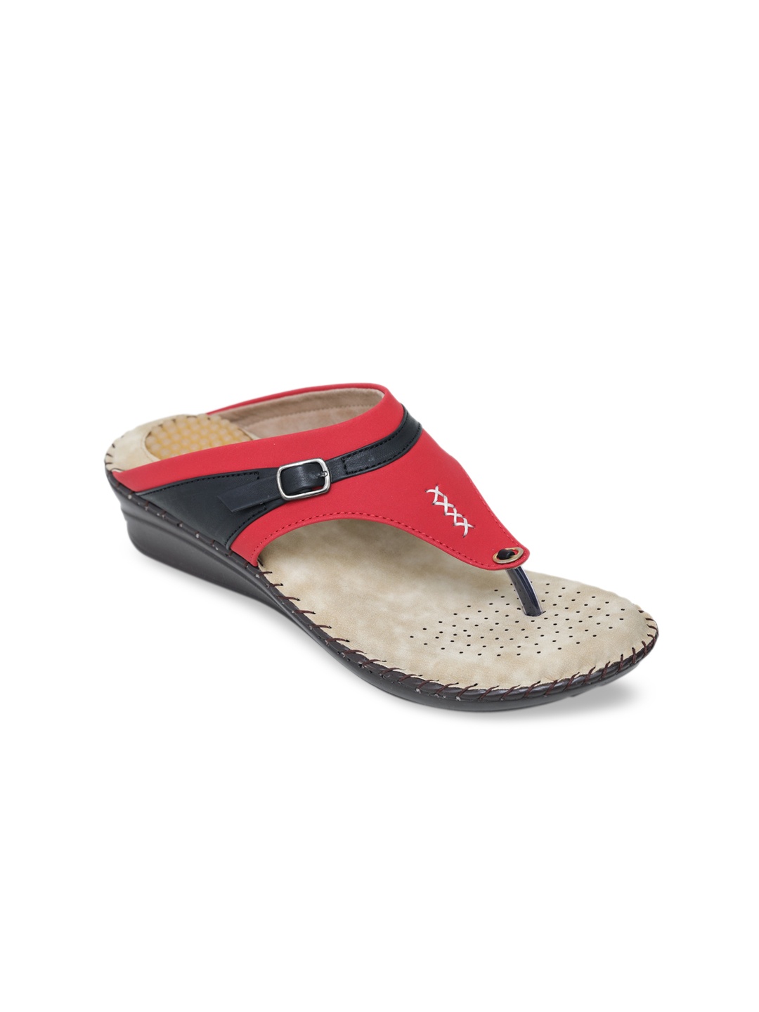 

LONDON STEPS Women Red Solid Sandals