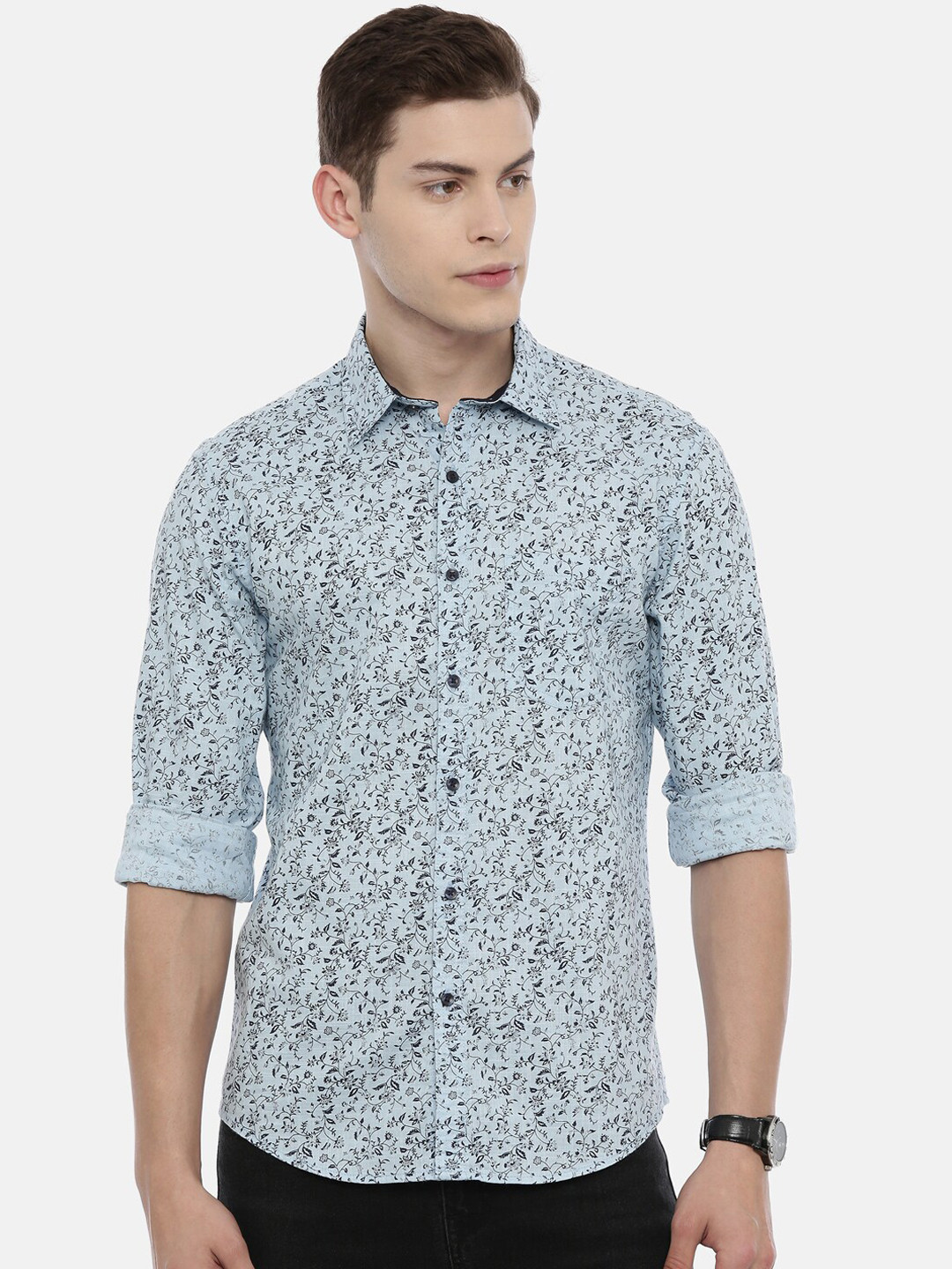 

IVOC Men Blue Slim Fit Floral Printed Casual Shirt