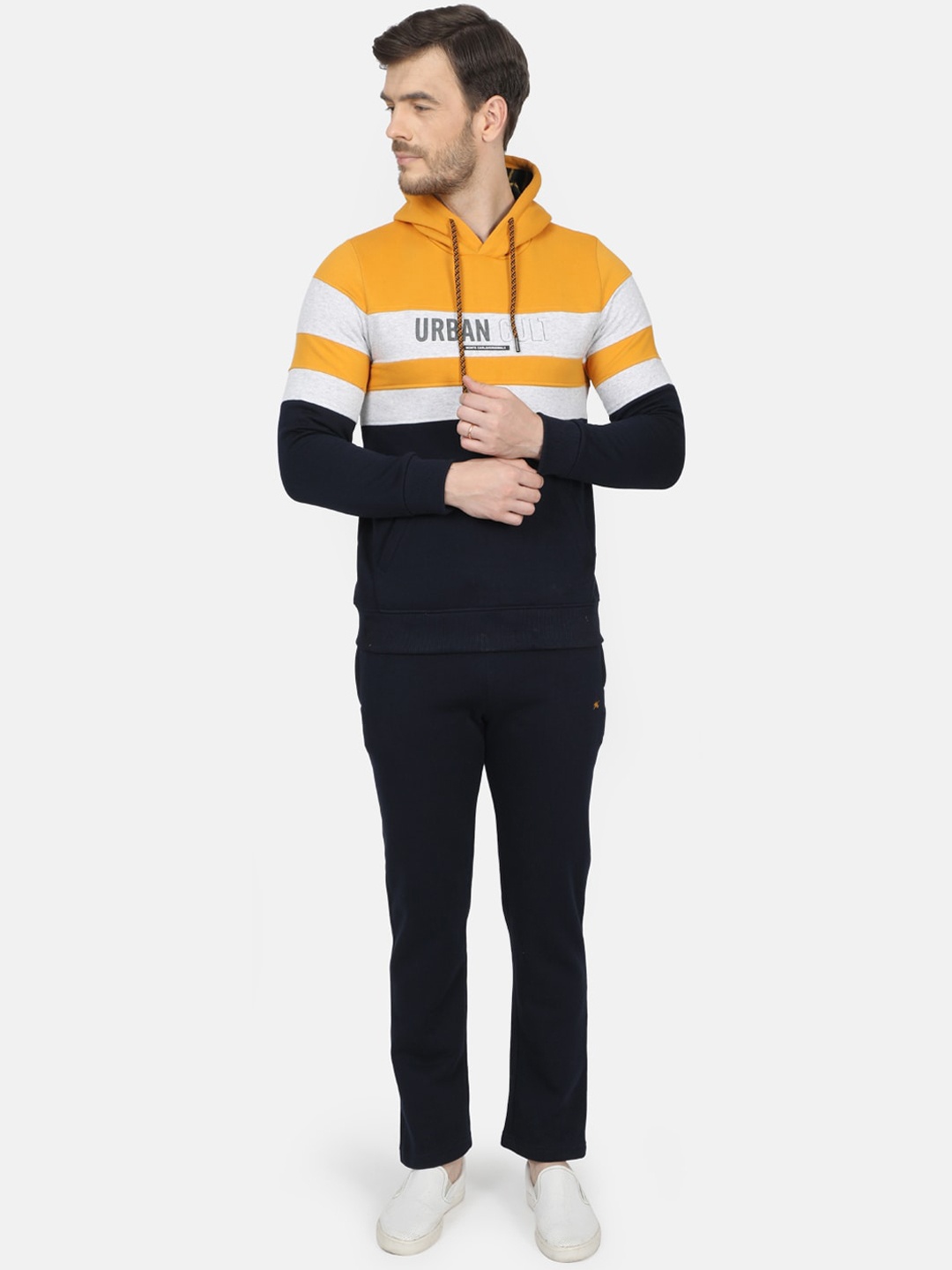 

Monte Carlo Men Mustard Yellow & Black Colourblocked Tracksuit
